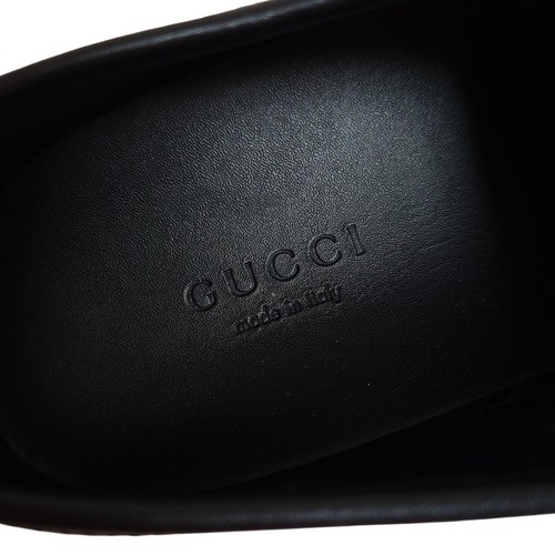 Auth GUCCI - 425298 Black Leather Sneakers - Picture 5 of 6