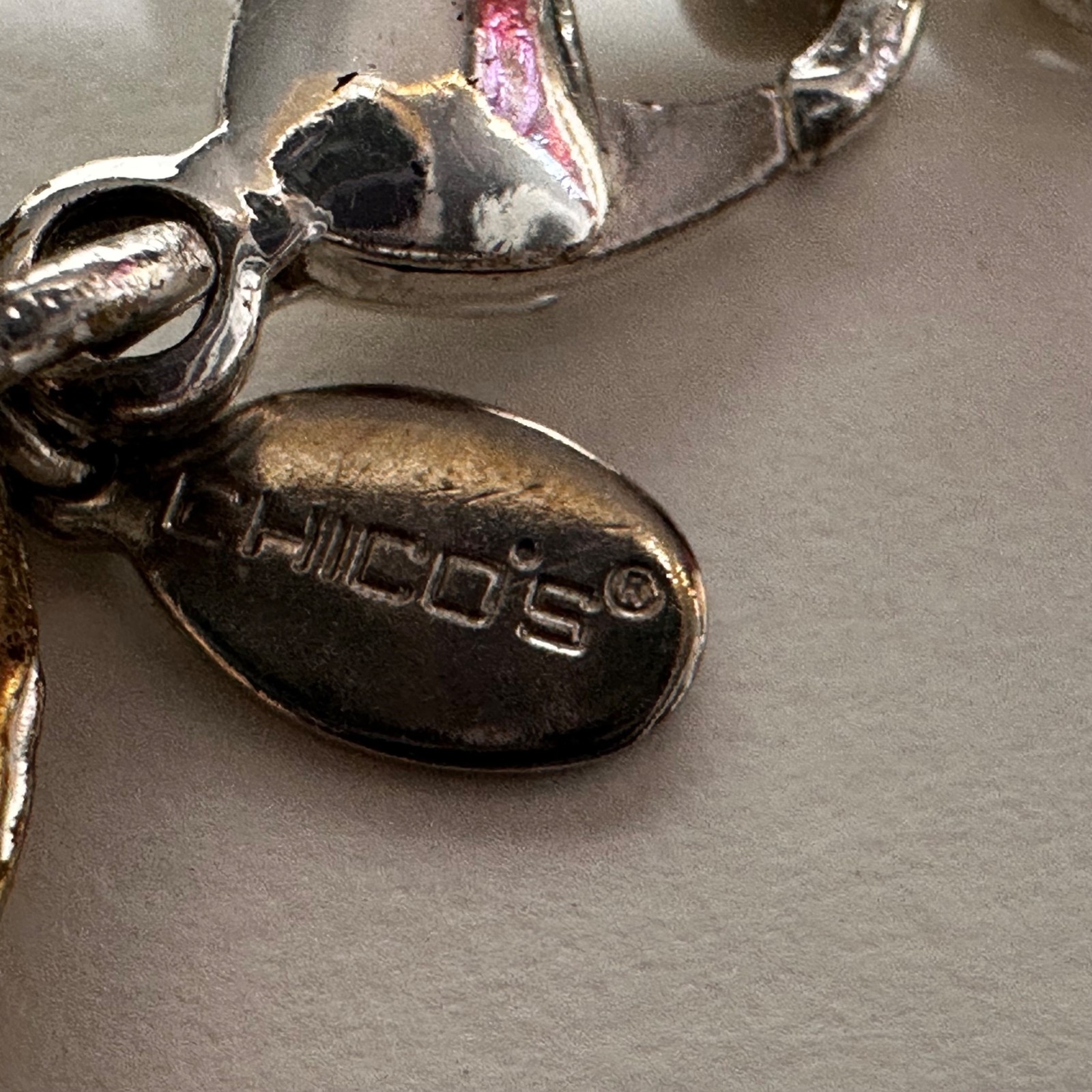 Chicos Chunky Statement Necklace Connected Hammer… - image 5