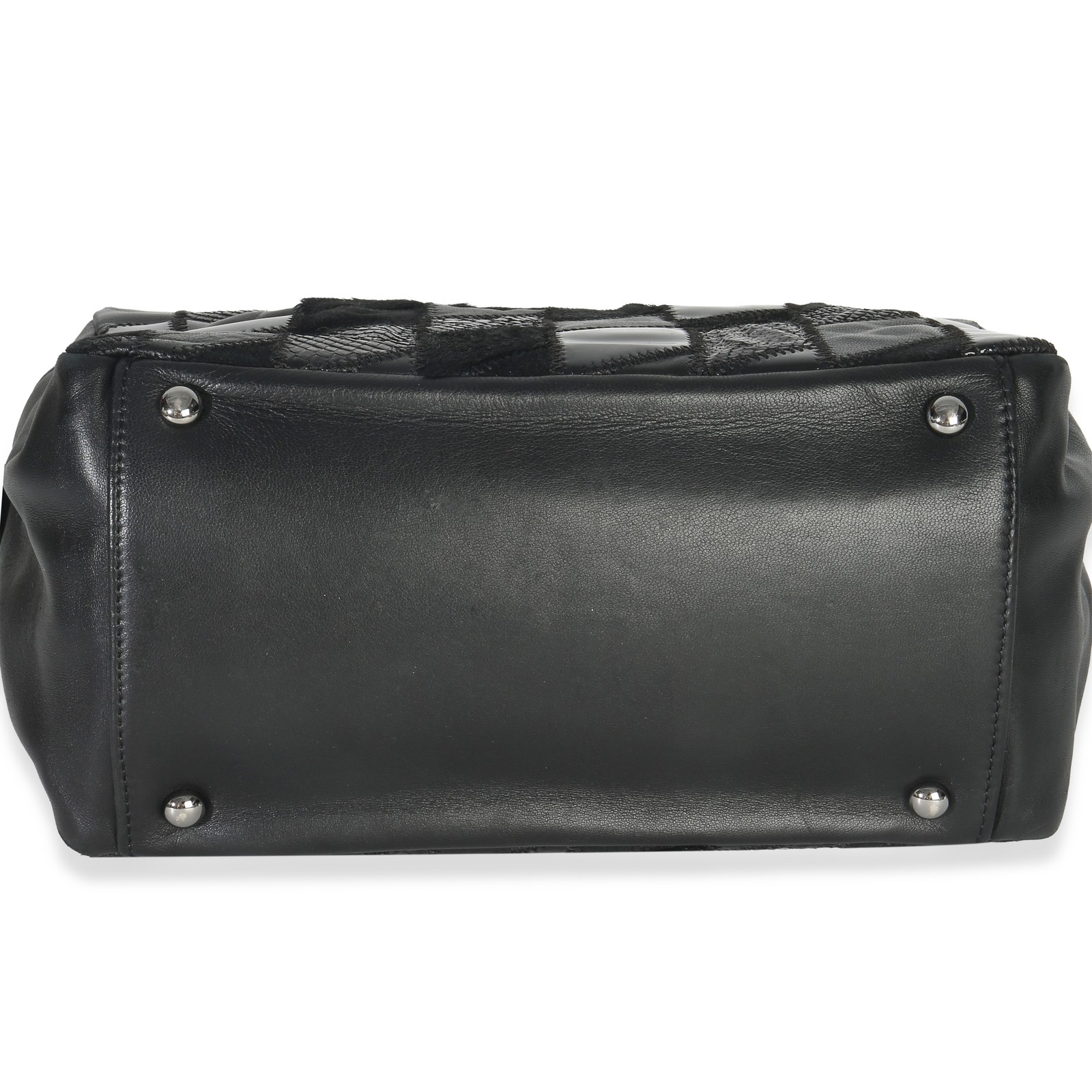 Chanel Black Lambskin Python Patchwork Shoulder B… - image 8