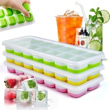 Silicone Ice Cube Trays 4 Pack Stackable Easy-Release BPA Free Cocktail Freezer