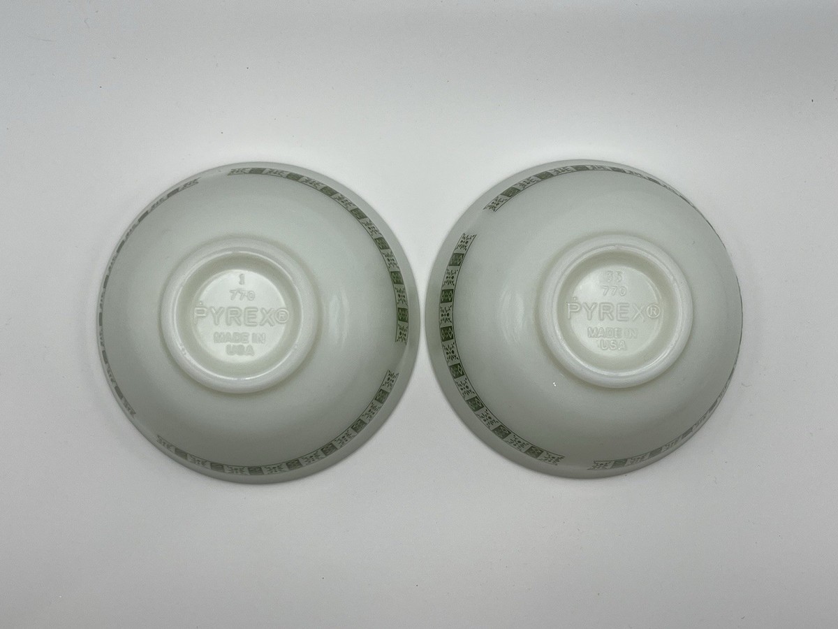 Pyrex Vintage Custard Cups 770 Darby Green Set Of 2 MCM 4 1/4