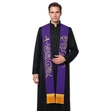 BLESSUME Purple Stole Chasuble Clergy Pastor Embroidery Stole