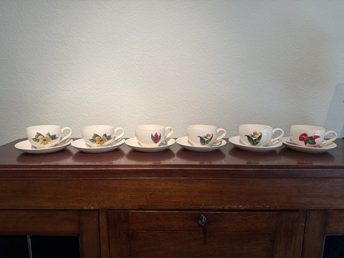 Santa Anita Flowers of Hawaii - Set of 6 Teacups/Saucers
