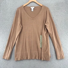 Soft Surroundings Sweater Womens Large Brown Angora Blend Hook Cinch Pullover