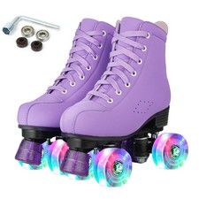 Women Roller Skates High-Top Double-Row PU Leather Roller Skates for Women Gi...
