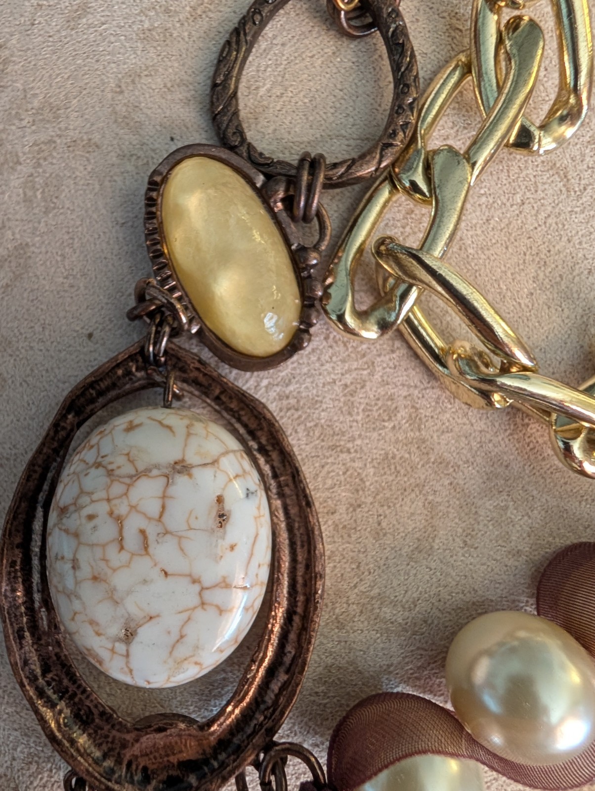 Chico's bold statement multi-strand large faux pe… - image 10