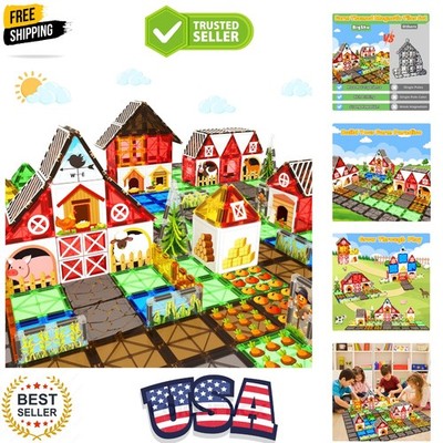 Magnetic Tiles Farm Animal Toys Set for Toddles Kids, Montessori STEM Toys fo...
