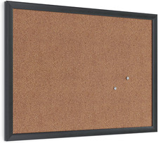 U Brands Cork Bulletin Board, 17" X 23", Black Wood Frame