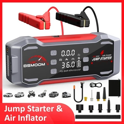 BSMOOM 9000A Car Jump Starter With Air Compressors Battery Booster 99800mah Power Bank