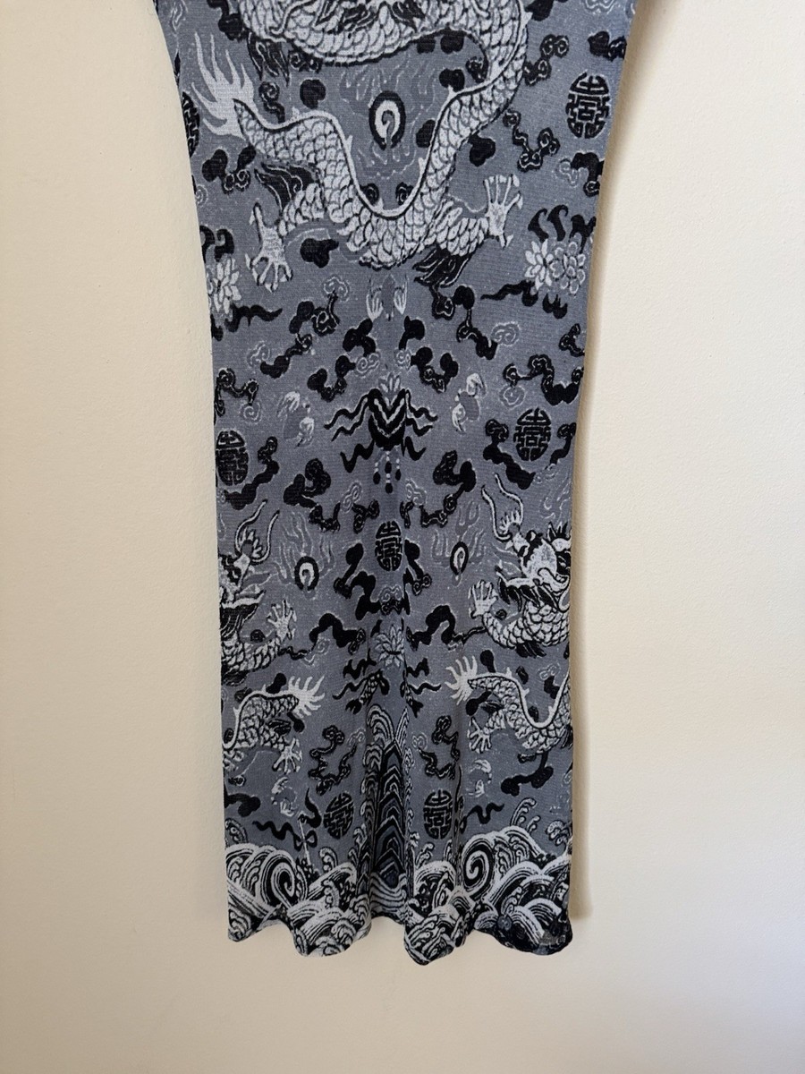Vivienne Tam Dragon Dress Mesh 90s Vtg Grey Size 2 | eBay