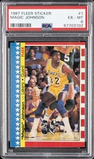 1987 FLEER STICKER #1 MAGIC JOHNSON PSA 6