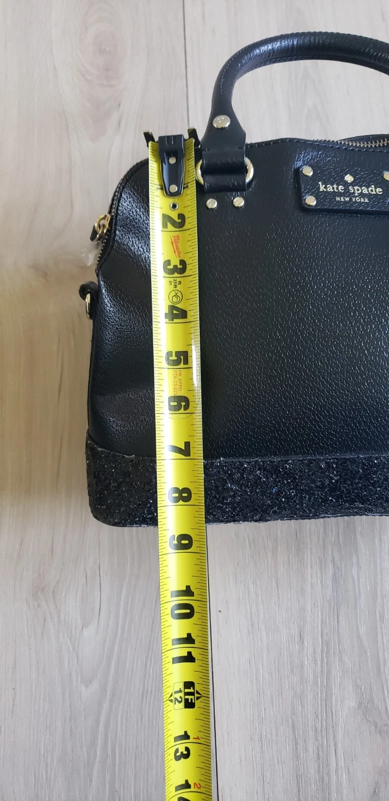 Borsa a tracolla Kate Spade Tinsel borsa glitter tracolla cinghie staccabili nera