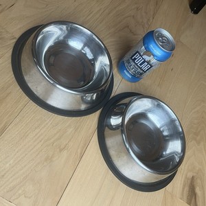 2 Pack Stainless Steel Dog Bowl Anti-Skid Rubber Base Small/Medium/Large Dogs