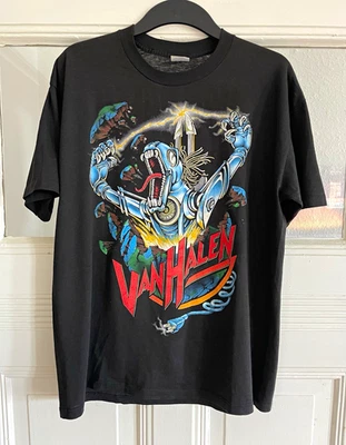 Van Halen 1986 Kick Ass Robot Vintage Tour Shirt XL 80s Spring Ford - Bild 1 von 4