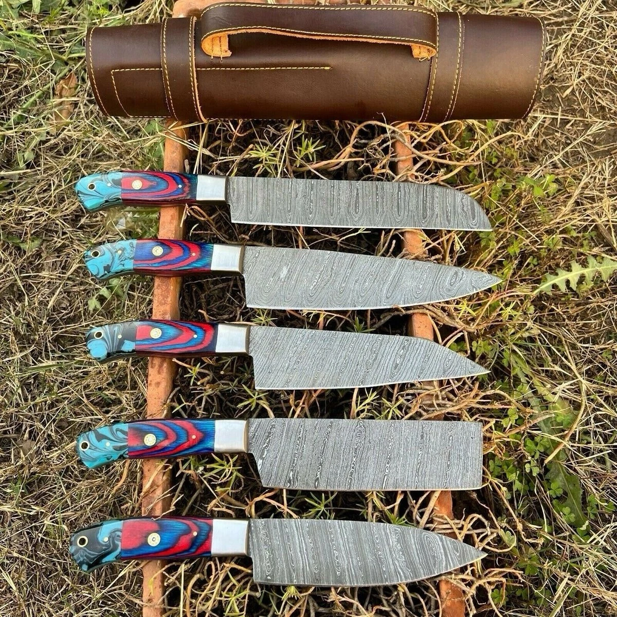 Hand Forged Damascus Steel Chef Set, Kitchen Knife Set
Opens in a new window or tab