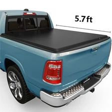 5.7FT Bed Soft Quad-Fold Tonneau Cover For 2009-2026 Dodge Ram 1500 Truck 4-Fold