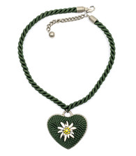 Trachtenkette Dirndl Kette Edelweiss Grün Trachtenschmuck Kordel