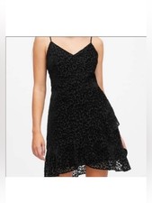 Banana Republic Black Leopard Velour Tiered Slip Dress Party Cocktail Mini: 6