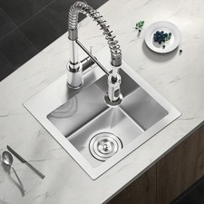 15''x15'' Scratch-Resistant Nano Drop in Single Bowl Bar Sink With Strainer