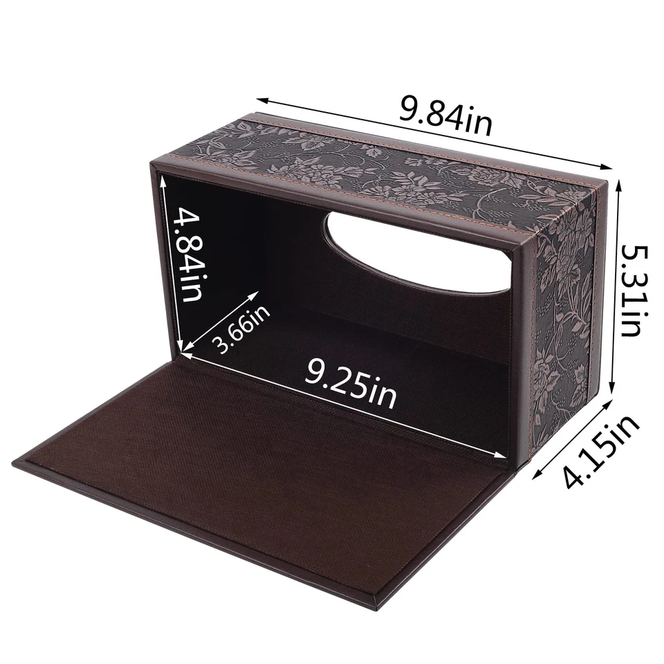 Antigua caja de pañuelos de cuero PU cubierta rectangular estuche de servilletas dispensador,... Foto 2 de 4