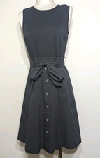 Karl Lagerfeld Paris A-Line Dress 4 Charcoal Sash Workwear Quiet Luxury
