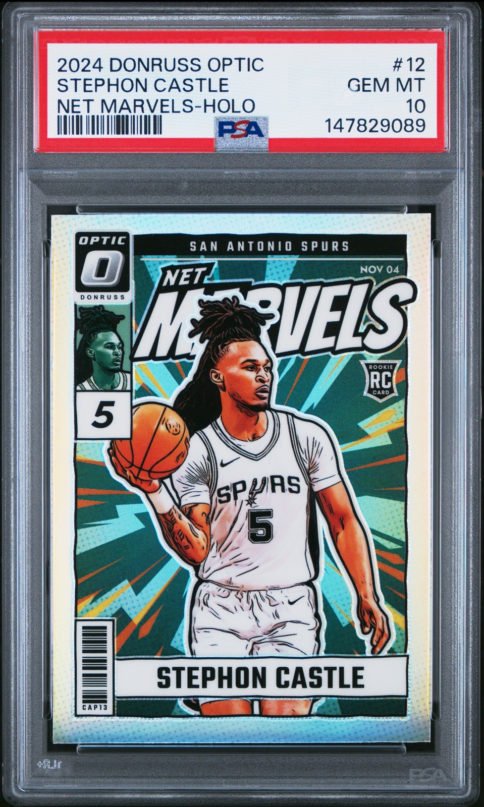 2024 PANINI DONRUSS OPTIC NET MARVELS HOLO #12 STEPHON CASTLE PSA 10