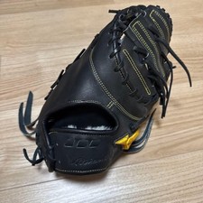 Mizuno Pro Softball First Base Mitt Black New Soft Leather Yellow Stitch