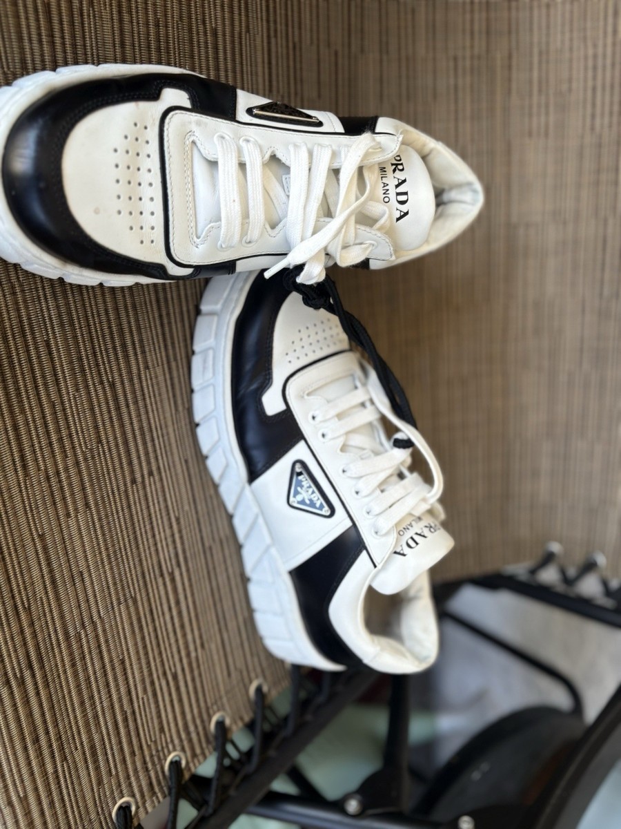 PRADA White and Black Panda Platform Sneakers 11 US 2EE378 | eBay