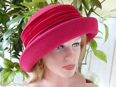 Eleganter Damenhut  Wollhut Mattweinrot Modell Bestseller Damenhüte Anlasshüte - Bild 1 von 3