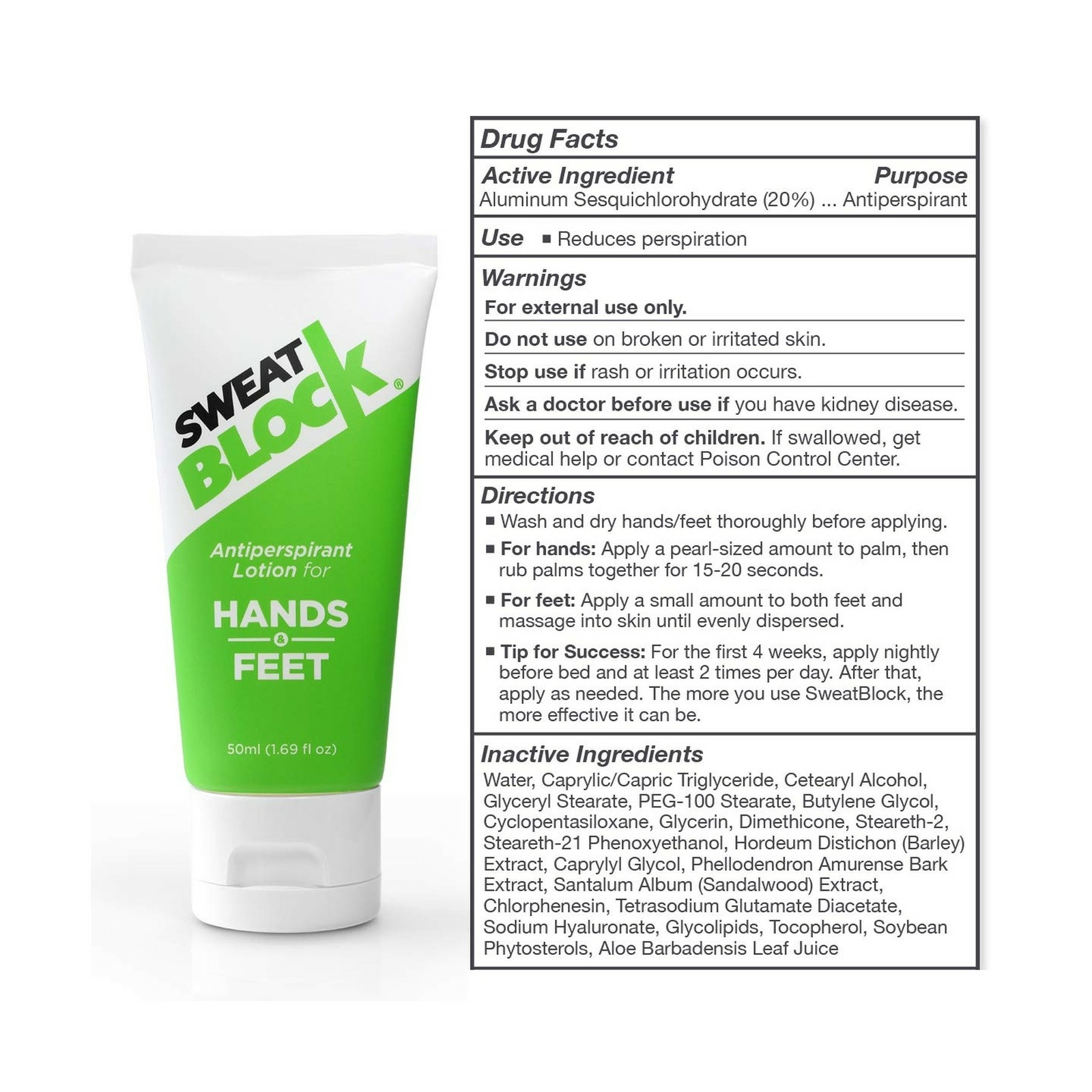 SweatBlock Antiperspirant Lotion Hyperhidrosis Hands Treatment Feet