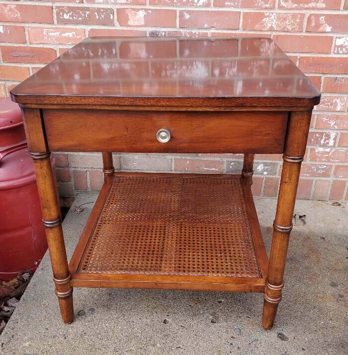 BERNHARDT Ash And Cane End Table 1 Drawer Lower Shelf #2