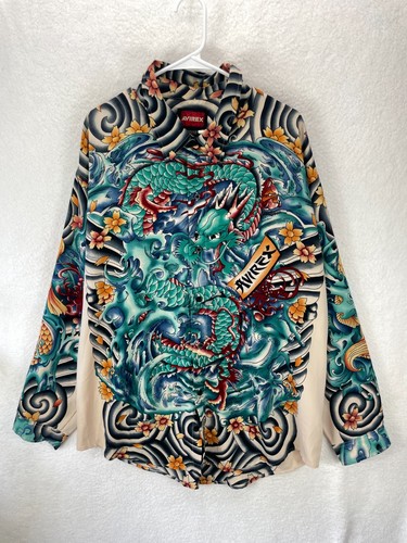 Avirex 3XL Classic Dragon Long Sleeve Button Down Shirt Vintage