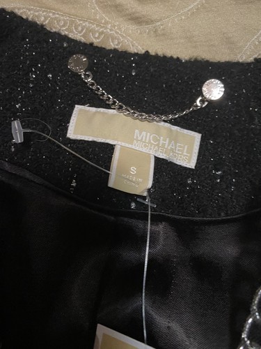 $225 Michael Kors Black Knit Jacket W/ Silver Chain Link, Size S NWT! - Picture 5 of 9