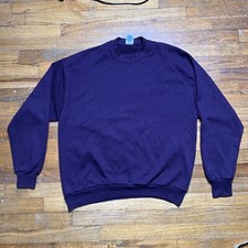VTG 90s JERZEES Sweater Adult XL Purple Blank Crew Neck Sweatshirt USA Made