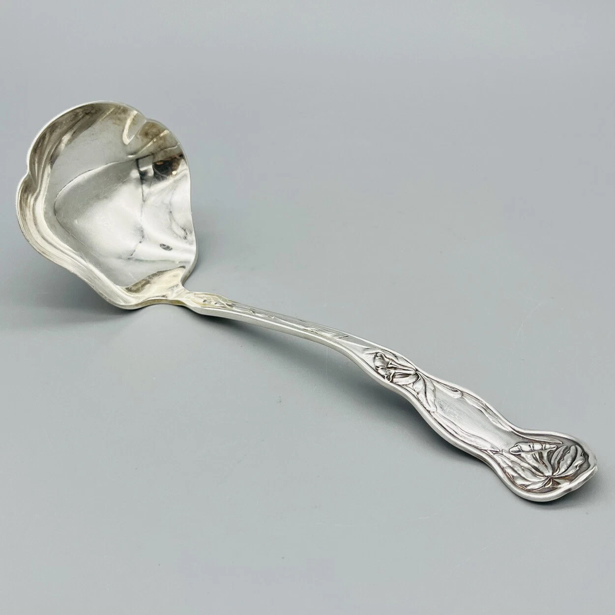 Art Nouveau "Orchid" Silver Plate Gravy Ladle Spoon by Simeon L & G Rogers 1903
