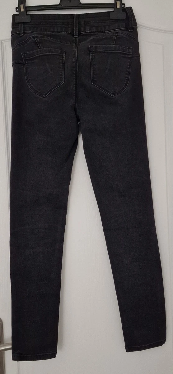pantalon jean noir femme CACHE CACHE taille semi haute taille
