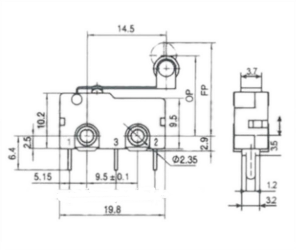✅ 6 Micro Endschalter Tür Schalter Rollenhebel Öffnen Schließen Schnappschalter✅ - Bild 4 von 4