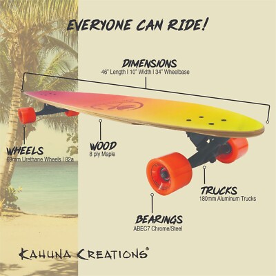 Kahuna Creations Pohaku Sunset 46” Longboard Skateboard Fishtail