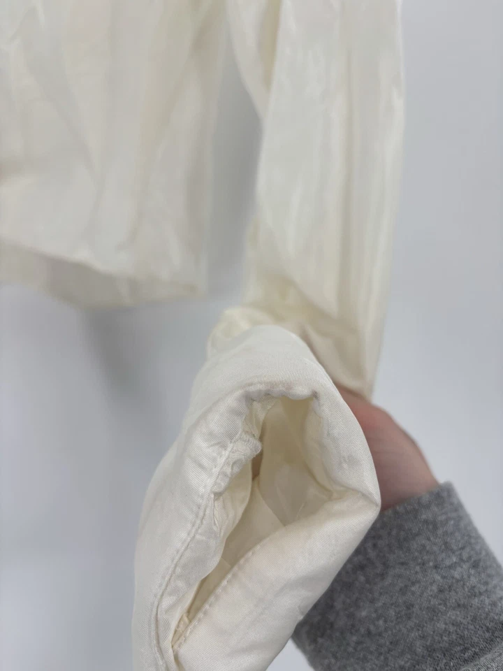 Blusa David Meister Mujer 10 Blanca Crema Transparente Manga Larga Nudo Cuello Botón Foto 4 de 4