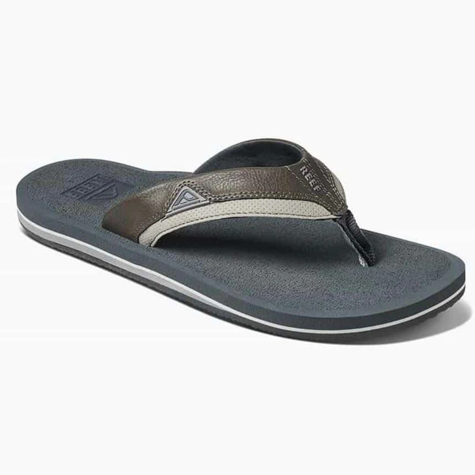 Reef Men's Cushion Dawn Leather Flip Flops Sandals Rubber Outsole Size 8 Gray - Image 2 of 4