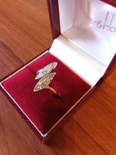 sale Vintage, 1980s, silver tone diamante dress ring, roughly size L, UK, VGC