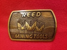 Vintage Reed Mining Tools Brass Belt Buckle 1983