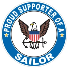 Proud Supporter of a Sailor U.S. Navy Round Bumper Sticker Military Decal 5"