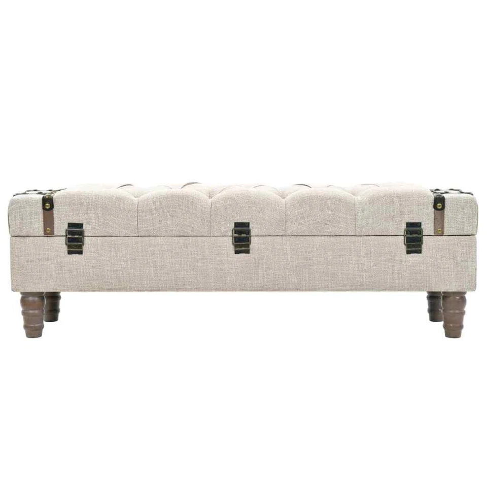 NNEVL Storage Bench Solid Wood and Steel 111x34x37 cm - Image 3 of 4