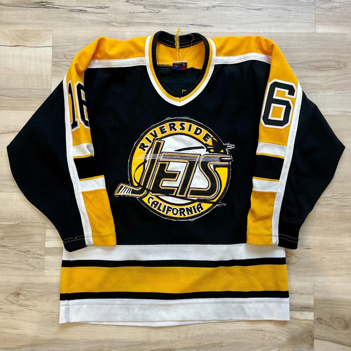 Vintage Hockey Jersey CCM Riverside Jets California 16 SIEDLECKI Boys L XL
