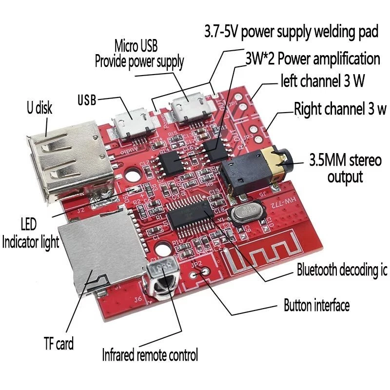 3W Car Bluetooth 4.1 MP3 WAV Decoding Board für Lautsprecher + Fernbedienung NEU - Bild 3 von 4