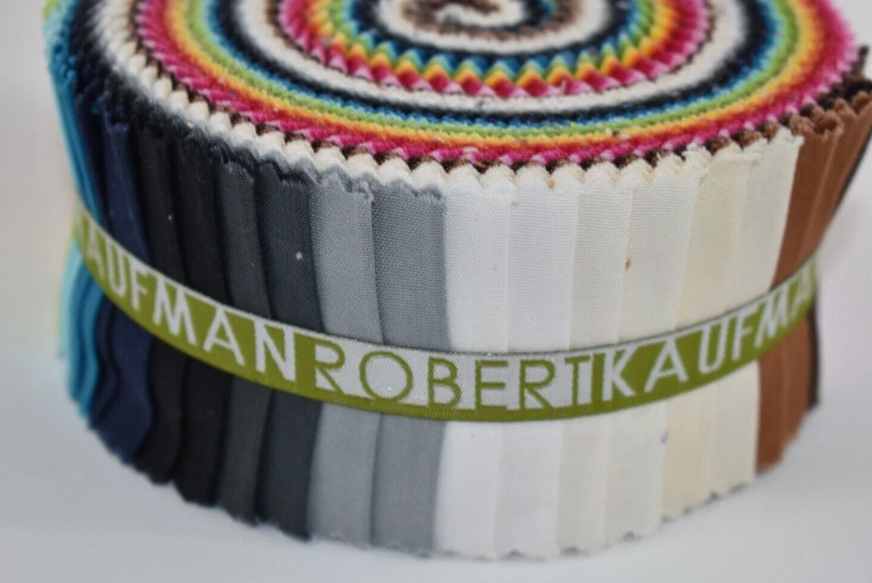 Kaufman Jelly Roll Organic Cotton Solids Fabric Jelly Roll-Up 2.5" Precut Strips - Image 3 of 4
