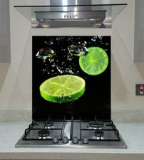 Splashback Toughened Glass Modern Unique Kitchen Green Lime on Black Any Sizes