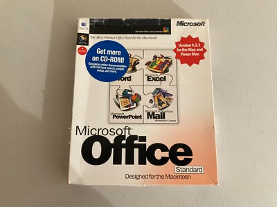 MICROSOFT OFFICE 4.2.1 POWER MACINTOSH MAC SOFTWARE PROGRAM COMPUTER CD-ROM BOX