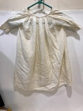 Vintage Infant Baby Girls Newborn 22  Long Slip Dress Ivory Lace Hem Very Thin